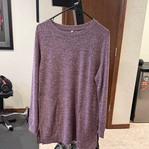 Soft Knit Long-Sleeve Tunic Top - Plum